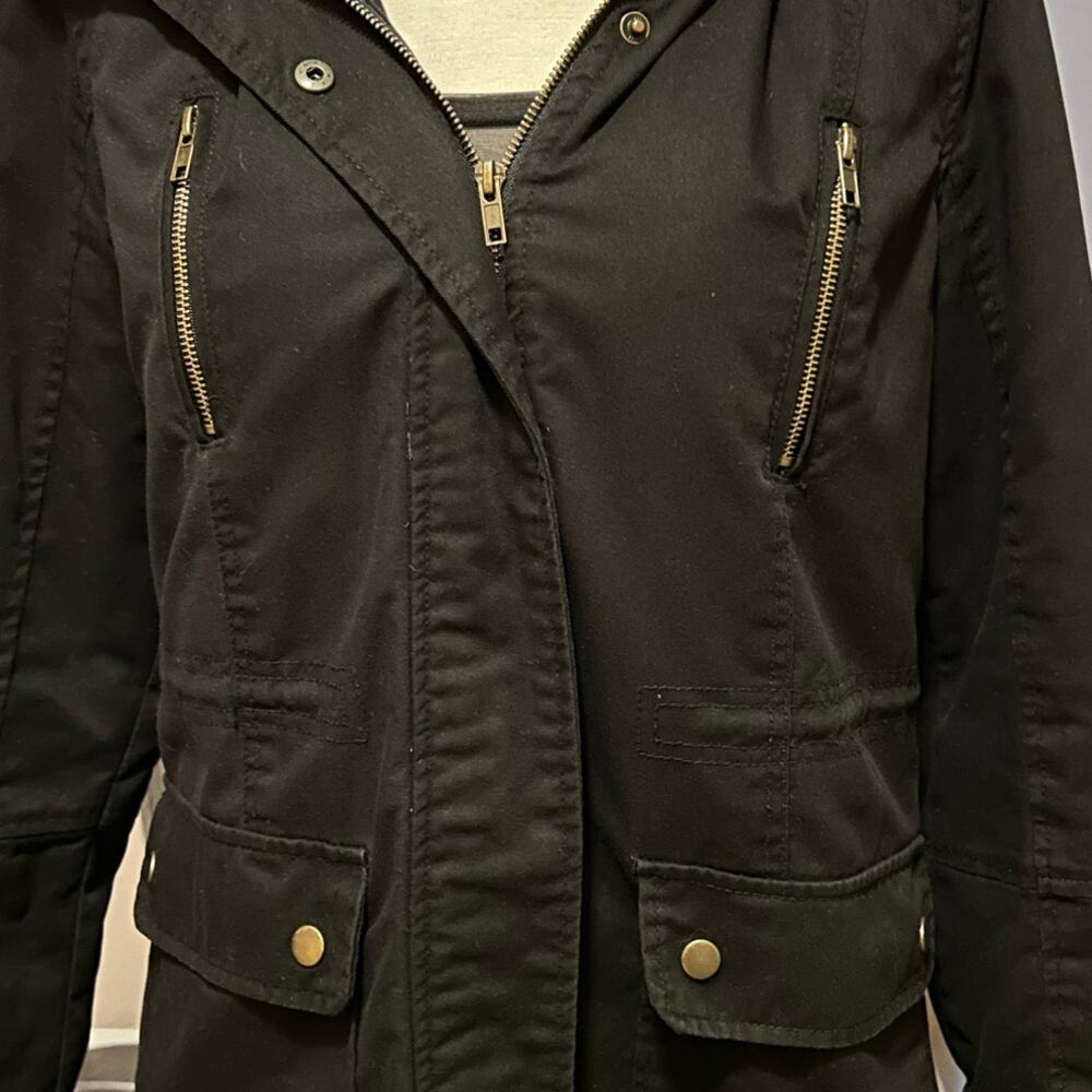 Glamisa Black Winter Coat Faux Fur Size Large - Picture 6 of 12